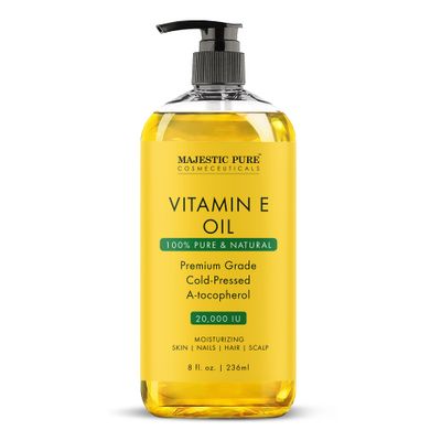 MAJESTIC PURE Vitamin E Oil - 100% Pure &amp; Natural, 20,000 IU | Premium Grade, Cold-Pressed and Tocopherol to Repair Dry, Damaged Skin| Moisturizing Skin, Hair and Scalp 8 Fl Oz
