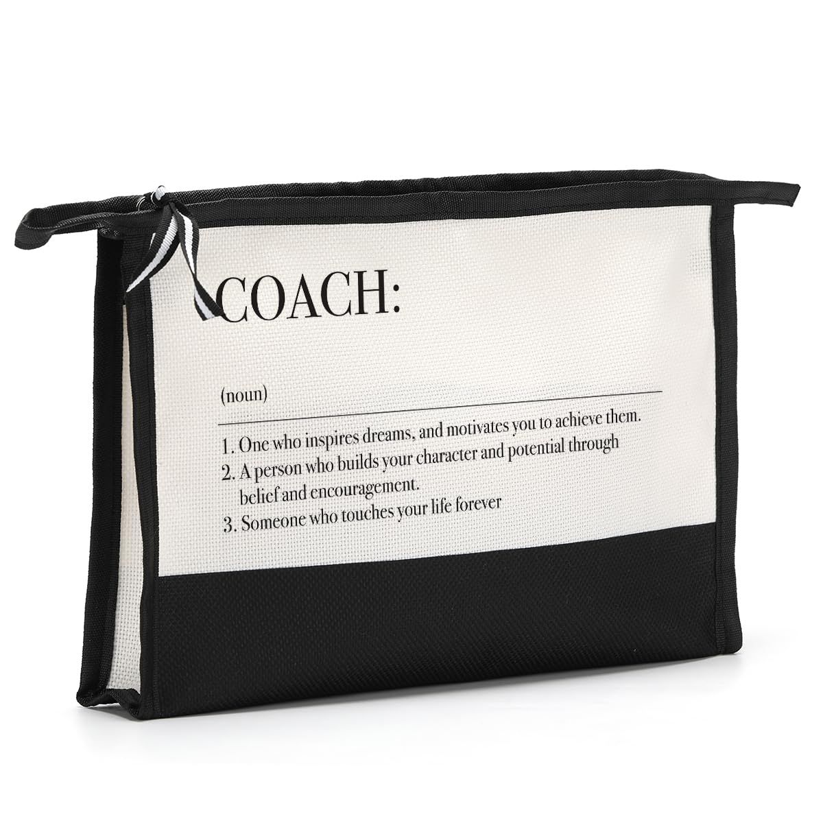 Inspirational Makeup Bag Appreciation Gifts Cheer Coach Gift Zipper Pouch for Christmas Birthday Gifts for Women Student Mentor Trainer Cheerleader Coworker Teacher Coach Definition Cosmetic Pouch