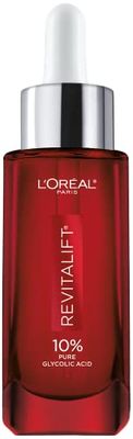 L&#39;Oreal Paris Revitalift 10% Pure Glycolic Acid Face Serum, Visibly Evens Tone &amp; Reduce Wrinkles, Fragrance Free 1.0 fl oz (30ml)