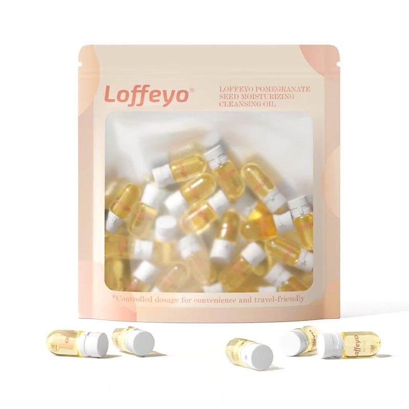 Loffeyo Pomegranate Seed Moisturizing Cleansing Oil Makeup Remover, 20 Individually Packaged Units, Travel Essential &amp; Controlled Dosage