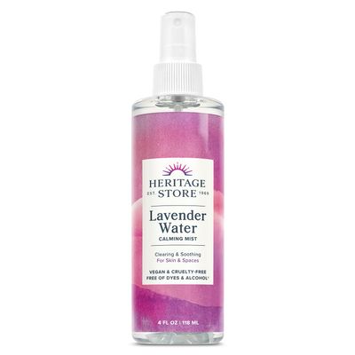 Heritage Store Lavender Water Mist, Face and Body Spray, Pillow Spray, Room Spray, Calms and Balances Skin and Spaces, Soothing Lavender Scent, Made without Parabens, Vegan, Cruelty Free, 4oz