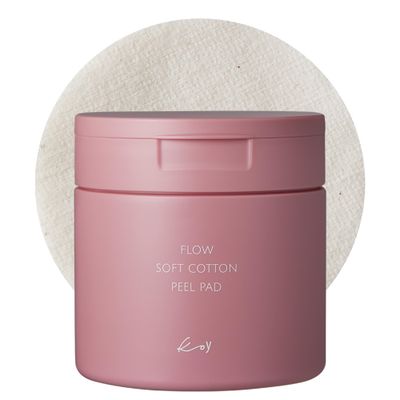KOY Flow Soft Cotton Peel Pad - 100% Vegan Cotton Fabric Toner Pads for Pore Exfoliation and Hydration - Skin Soothing Booster -Built in Grip for Convenient Application - Korean Skin Care