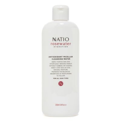 Natio Australia Rosewater Hydration Antioxidant Micellar Cleansing Water, 8.4 oz - Makeup Remover Face Cleanser - Facial Cleanser for All Skin Types