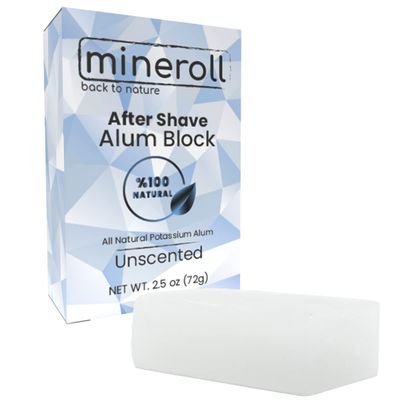 MINEROLL After Shave Alum Block, All Natural Potassium Alum, For Women and Men, Alum Stone, Styptic Skin Soothing, Anti-Ingrown Hair Alum Bar, Shaving Accessory, Unscented, 2,5 oz