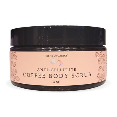 Irene Organics Exfoliating Body Scrub - All Natural Stretch Mark Treatment, Scar Removal, Anti Cellulite, Spider Vein and Acne Treatment. Great for uneven skin tone (Coffee Scrub)