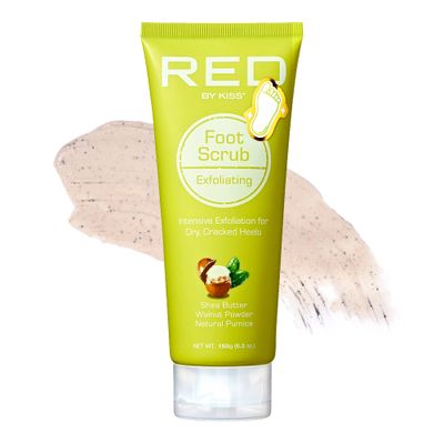 RED by Kiss Foot Scrub for Dead Skin - Exfoliates, Moisturizes, Nourishes Dry and Cracked Heels, Use with Foot Scrubber for Pedicure 5.3 oz.