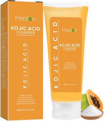 Kojic Acid Soap for Hyperpigmentation - Skin Brightening Kojic Papaya Face and Body Wash - Dark Spot Soap Reduces Acne, Scars, and Evens Skin Tone - Turmeric Facial Cleanser for Brighter Glowing Skin