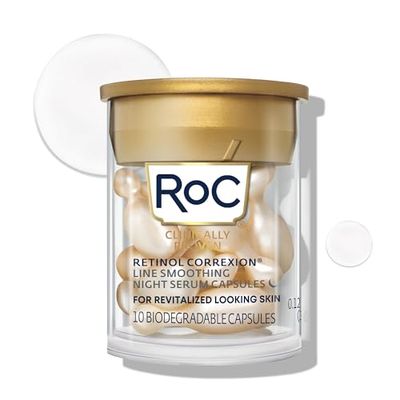 RoC Retinol Correxion Line Smoothing Night Serum Capsules, Daily Anti-Aging Skin Care Treatment for Fine Lines, Dark Spots, Acne Scars, Stocking Stuffers for Men &amp; Women, 10 Count