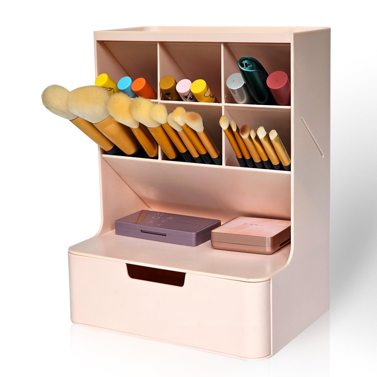 Tidyladyo Makeup organizer with Drawer-Makeup Brush organizer, Cosmetics Storage for skincare,Vanity,Makeup.Great for Dresser,Bathroom (pink)