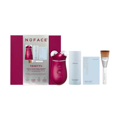 NuFACE TRINITY+ Microcurrent Facial Device Kit - Limited Edition FDA Cleared Face Massager Device + Microcurrent Gel Activator, Cleansing Wipes &amp; Brush - Velvet Rose