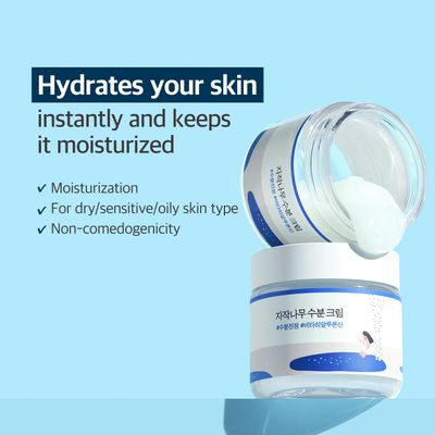 ROUND LAB Birch Juice Moisturizing Cream 2.7 Fl Oz, 48-Hour Deep Hydrating Face Moisturizer with Birch Sap &amp; Vita Hyaluronic Acid for Acne-Prone Skin, Reduces Sebum, Oil, Blackheads, Korean Skin Care