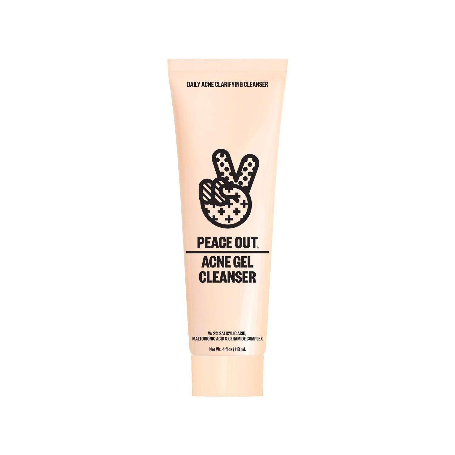 Peace Out Skincare Acne Gel Cleanser, Boost Skin Barrier and Help Diminish Blemishes, Daily Acne Face Wash with Salicylic Acid for Men and Women, 4 fl oz