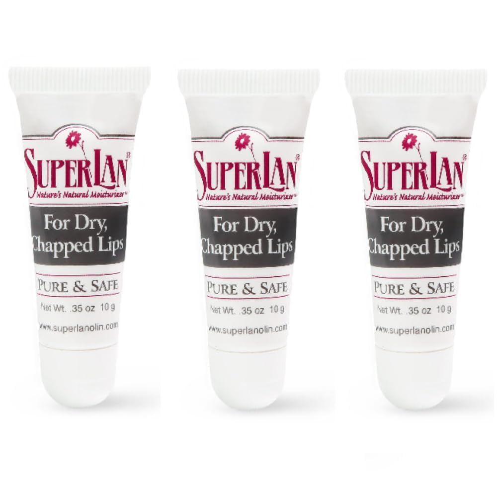 Organic lanolin lip balm 3 pack - Medical grade - Natural nipple cream - Moisturizer for dry cracked lips - Hydrating lip care - Ultra pure jojoba oil - Kosher chapstick.