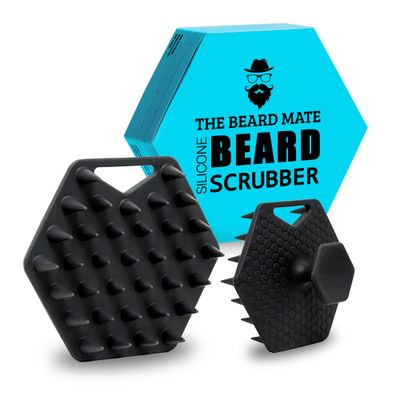 The Beard Mate Silicone Beard Scrubber Exfoliator &amp; Brush, Scalp Exfoliator Tool with Flexible &amp; Soft Bristles Shower Brush. Designed for Deep Cleansing, Eliminating Beardruff &amp; Dandruff.