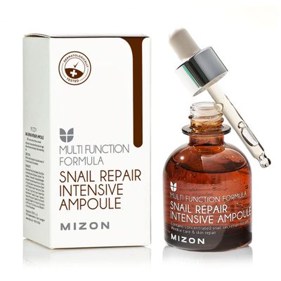 MIZON Snail Repair Intensive Ampoule Snail Mucin with Hyaluronic Acid Vitamin E Adenosine Elasticity Booster Skin Nutrition (30ml 1.01 fl oz)