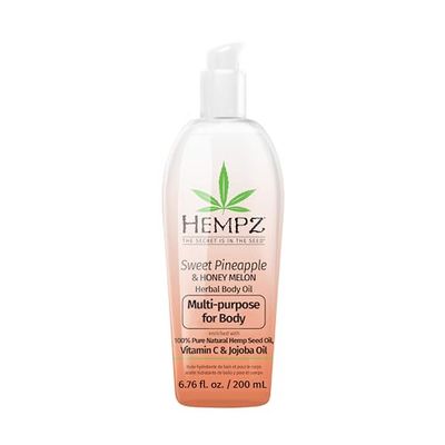 HEMPZ Sweet Pineapple &amp; Honey Melon Herbal Hydrating Multi-Purpose Body Oil for Body - Moisturizing Bath, Shower, or Shaving Oil for Dry or Sensitive Skin for Women &amp; Men, 6.76 Oz