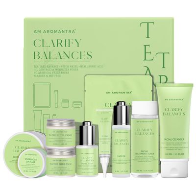 Skin Care Set with Tea Tree, Witch Hazel Extracts, Hyaluronic Acid - Natural Acne Treatment, Pore Minimizer, Hydrating &amp; Soothing-10-Piece Skincare Kit for Women