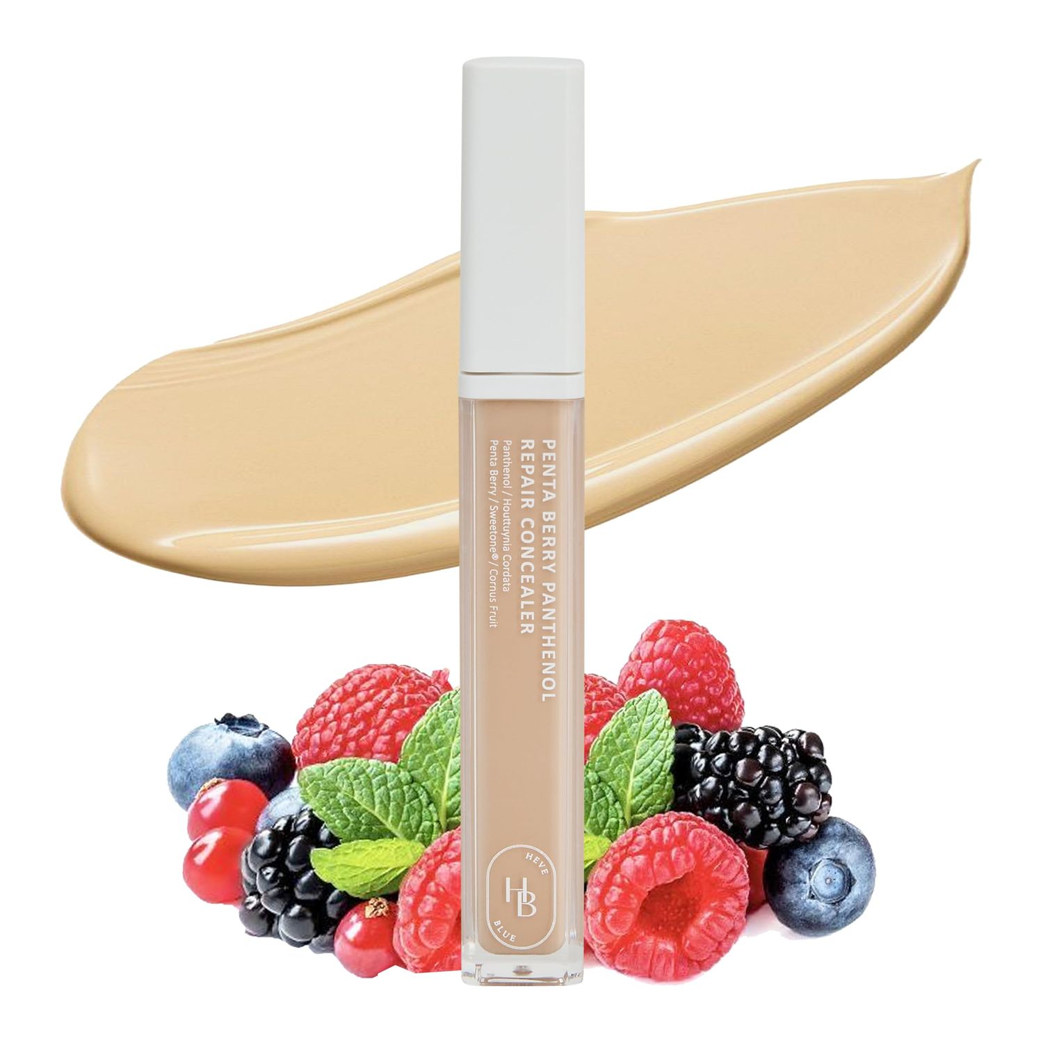 HEVEBLUE Penta Berry Panthenol Repair Concealer 22-23 BEIGE - Lightweight, Full Coverage Dark Circles, Acne and Blemishes, Vegan, Sensitive Skin, K-Beauty, Korean Makeup, Non-clogging Pores, Hydrating