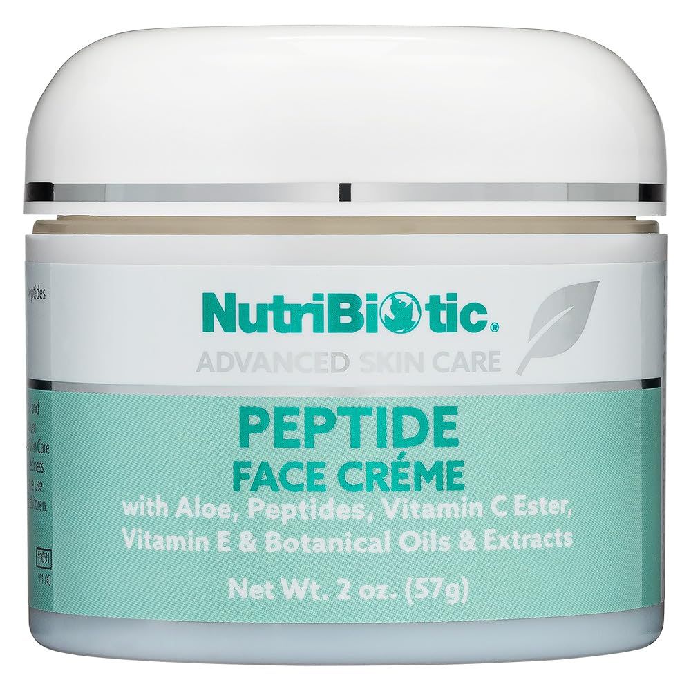 NutriBiotic - Peptide Face Creme with GSE, 2 Oz | Ultra-Hydrating | Collagen Synthesis Support | with Botanical Extracts &amp; Oils &amp; Vitamin E | Natural Fragrance &amp; Paraben Free