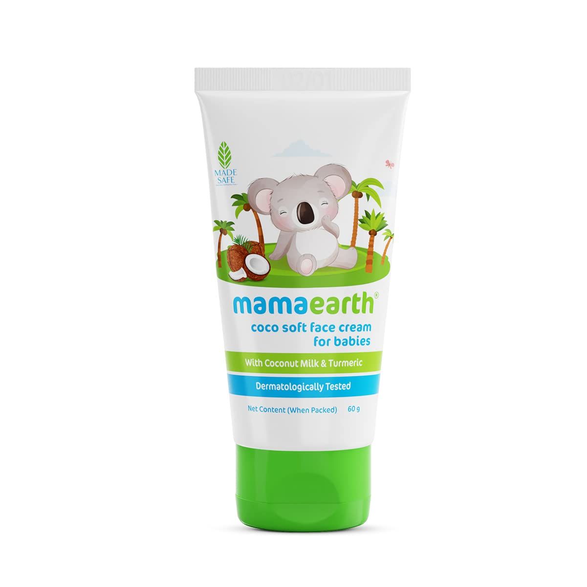 MAMAEARTH Coco Soft Face Cream for Babies | Gentle Moisturizer with Coconut Milk &amp; Turmeric | Hypoallergenic &amp; Safe for Delicate Baby Skin | 2.12 Oz (60g)