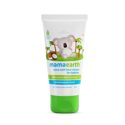 MAMAEARTH Coco Soft Face Cream for Babies | Gentle Moisturizer with Coconut Milk &amp; Turmeric | Hypoallergenic &amp; Safe for Delicate Baby Skin | 2.12 Oz (60g)