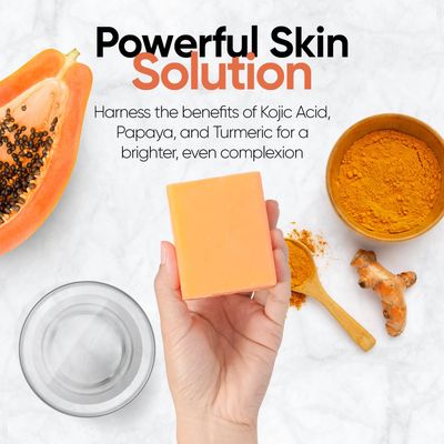 Papaya Soap Face & Body Wash - Skin Brightening Papaya Soap Bar for Dark Spots - Reduce Acne, Cleanse Scars, & Even Skin Tone - with Turmeric, Kojic Acid & Essential Oils - for All Skin Types