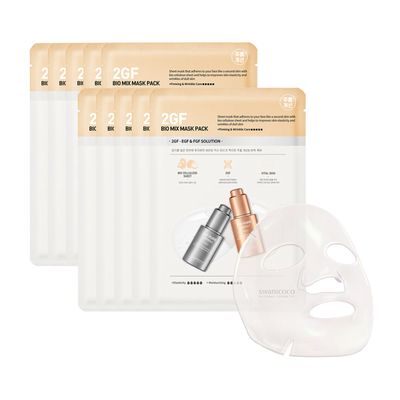 SWANICOCO EGF FGF (10 PPM) Bio Cellulose Gel Face Mask 2GF Bio Mix Mask Pack Firming Anti Aging Skin Renewal Hydration Korean Skincare (10 Pack)