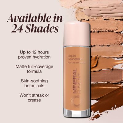 Mineral Fusion Full Coverage Foundation, Liquid Foundation - Cool 2- Light Complexion w/Cool Undertones, Lightweight Matte Finish, Up to 12 Hr Hydration, Hypoallergenic &amp; Vegan, 1 fl. Oz