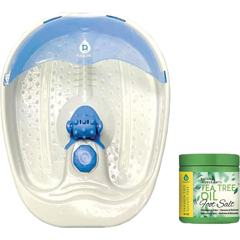 PURSONIC's Ultimate Foot Care Kit - Foot Spa, Pedicure Tools, Massager, Tea Tree Oil Salt Scrub, and Warming Function - Relax and Revitalize Tired Feet!