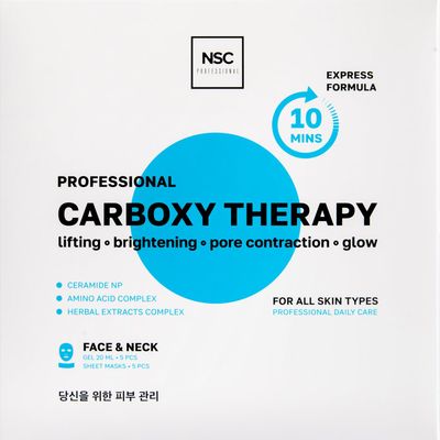 Name Skin Care Korean Carboxy CO2 Therapy Face &amp; Neck Mask Set of 5 - Hydrating Oxygen Carboxytherapy Skincare Sheet Masks - Moisturizing Anti Aging Pore Tightening Brightening Facial Treatment Gel