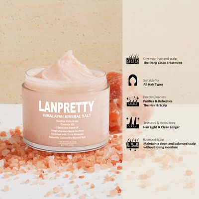 Lanpretty Scalp Scrub &amp; Exfoliator with Mineral Salt - Smoother Hair, Oil Control, Flake-Free Scalp Scrub (8.82 Oz)