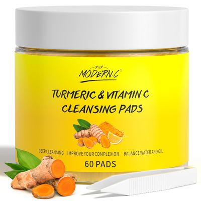 Turmeric Cleansing Pads for Face 60 Pcs Turmeric Face Scrub Pads Vitamin C Exfoliating Pads for Skin with Exfoliating Cotton Rounds