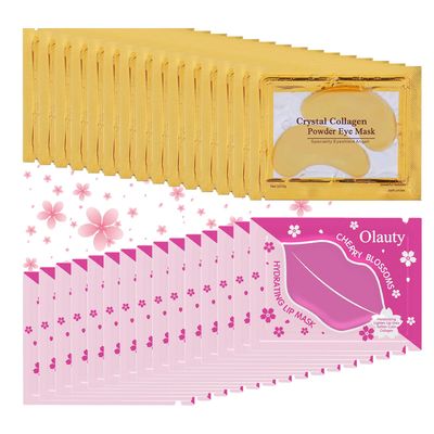 Sulily Cherry Blossom Lip Mask &amp; 24K Gold Gel Eye Mask,30 Pairs Crystal Collagen Eye Patches for Puffy Eyes,Moisturizing&amp; Reducing for Women Men,Effectively Fine Lines &amp; Dark Circleeye Patches