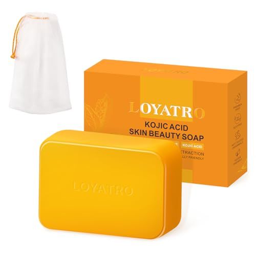 LOYATRO Turmeric Soap for Dark Spots Kojic Acid Turmeric Soap Bar for Face &amp; Body, Deep Cleansing, Gentle Soap Sensitive Skin Formula, All Skin Types for Men And Women