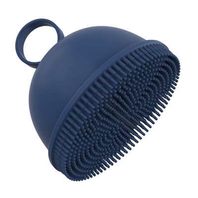 Silicone Body Scrubber, Soft Hemispheric Shower Scrubber for Wet or Dry Body Cleansing, Gentle Exfoliating and Massage Silicone Body Brush with Hook for Use in Shower, Fit All Kinds of Skin (Blue)