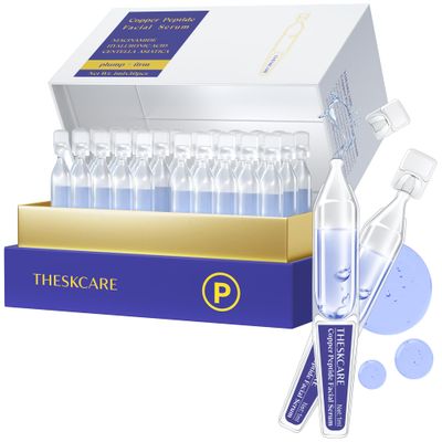 THESKCARE Copper Peptide Serum Ampoule for Face with Niacinamide &amp; Hyaluronic Acid to Hydrate Skin, Reduce Wrinkles and Plump Skin,30 Ampoules