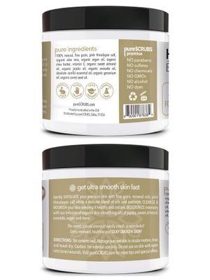 pureSCRUBS Premium Pink Himalayan Salt Body Scrub Set - Large 16oz VANILLA SCRUB, Organic Essential Oils & Nutrients INCLUDES Wooden Stirring Spoon, Loofah & Mini Exfoliating Bar Soap