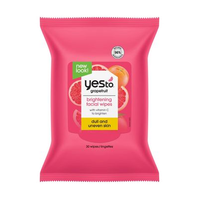 Yes To Grapefruit Brightening Facial Wipes, 30 Count, Cleanse &amp; Brighten Skin