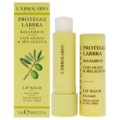 L&#39;Erbolario Lip Balm - Softness and Suppleness for Lips - Lip Balm with Vitamin E - Moisturizing and Replenishing Lip Care - Lip Moisturizer for Dry and Cracked Lips - Olive and Tea Tree - 0.15 oz