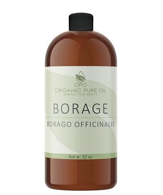 OPO Borage Seed Oil - 32 oz - 100% Pure Unrefined Non GMO, High GLA, Bulk Natural Carrier Oil Moisturizer for Skin Hair Nails Body Soaps DIY &amp; More - Liquid Borago Virgin Vegan Premium Grade A