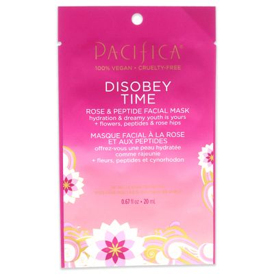 Pacifica Face Mask Disobey Time Facial Sheet Mask - Rose and Peptide Clean Beauty Vegan &amp; Cruelty-Free Dermatologist Tested