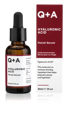 Q+A Hyaluronic Acid Facial Serum. A hydrating Hyaluronic Acid serum for healthy and plump skin. 30ml/1fl.oz