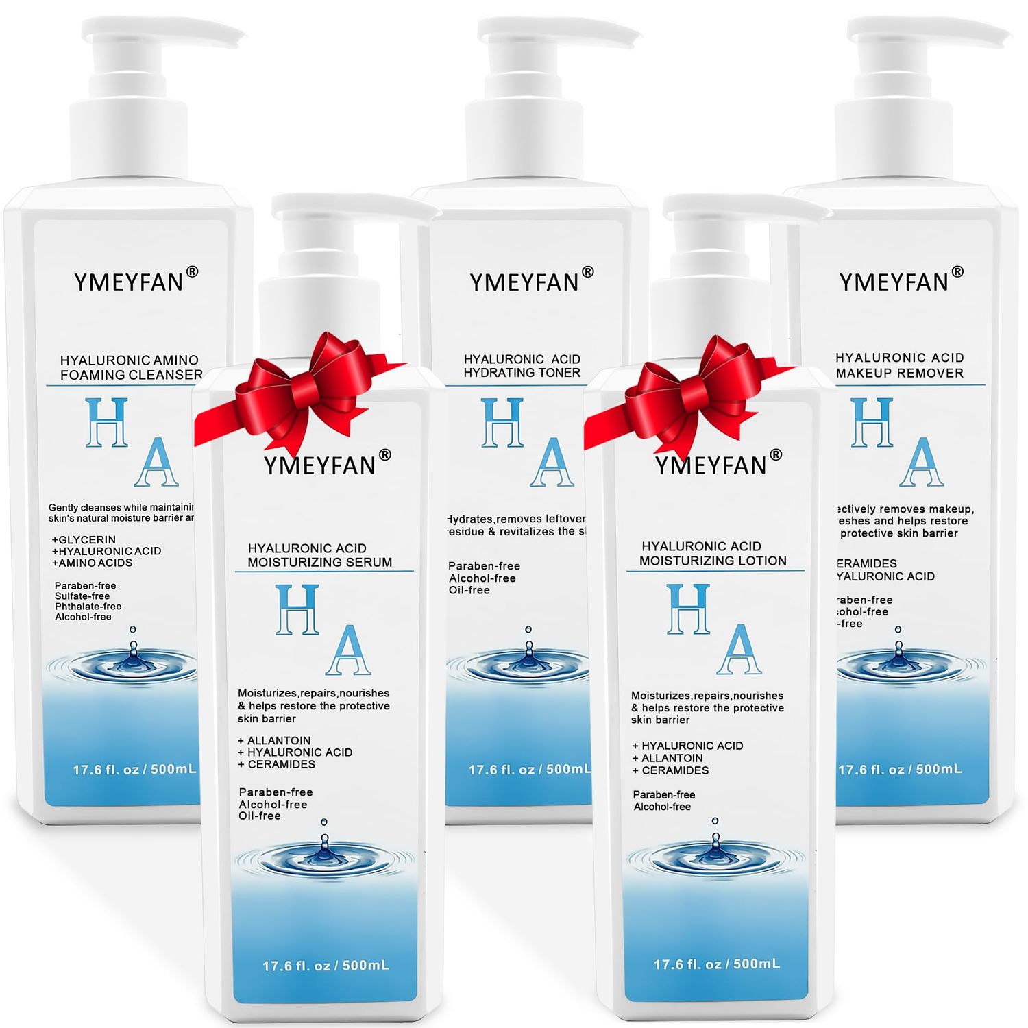 Skincare Gift Set for Women Wife, Large Skin Care Set 17.6 Fl oz, Paraben Free, Hyaluronic Acid Facial Kits for Esthetician Supplies Beauty Salon (Makeup Remover, Cleanser, Toner, Serum, Lotion)