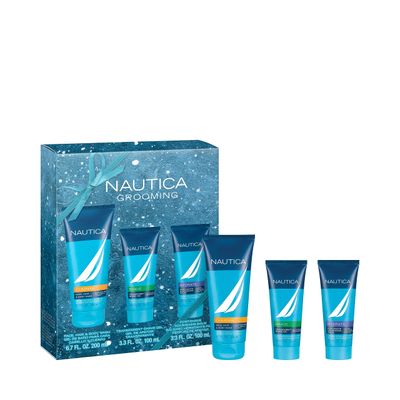 Nautica Grooming 3 Piece Gift Set, Notes of Grapefruit, Lavender, and Wood, Men&#39;s Fragrance, Long Lasting, Everyday Fragrance