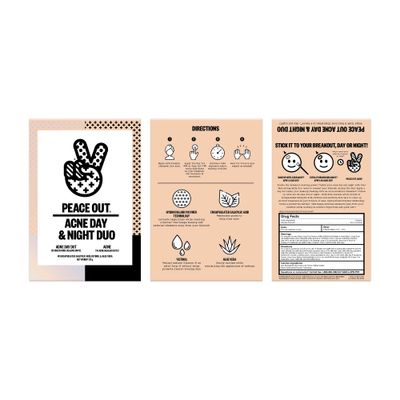 PEACE OUT Skincare Acne Day &amp; Night Duo. 6-hour Fast Acting Sheer Hydrocolloid Pimple Patches and Overnight Acne Dots with Salicylic Acid, Stickers to Cover and Clear Breakouts, 20 dots