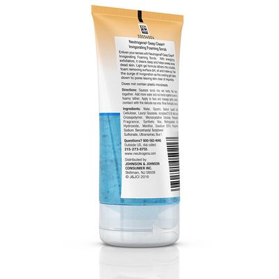 Neutrogena Deep Clean Invigorating Foaming Facial Scrub with Glycerin, Cooling & Exfoliating Gel Face Wash to Remove Dirt, Oil & Makeup, 4.2 fl. oz
