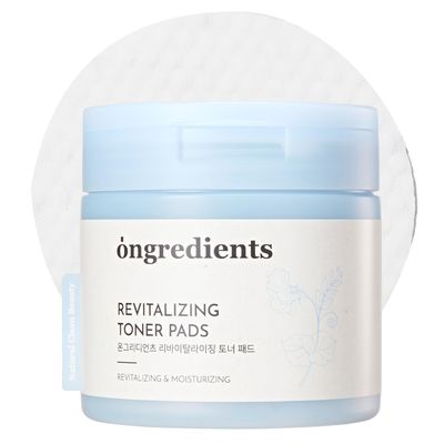 ONGREDIENTS Revitalizing Toner Pads | Dual-Textured Pads | Niacinamide, Panthenol, Butterfly Pea Extract, Gentle Exfoliation, Pore Care for All Skin Types | Vegan, Korean Skin Care (60 Pads)