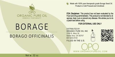 OPO Borage Seed Oil - 32 oz - 100% Pure Unrefined Non GMO, High GLA, Bulk Natural Carrier Oil Moisturizer for Skin Hair Nails Body Soaps DIY & More - Liquid Borago Virgin Vegan Premium Grade A