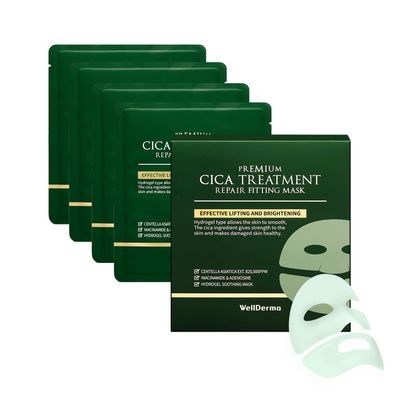 WELLDERMA Cica Treatment Hydrogel Korean Face Mask 4EA - Soothing &amp; Hydrating, Real-Time Absorption, Radiance, Adenosine for Firmness - Deep Hydration for Sensitive, Irritated Skin