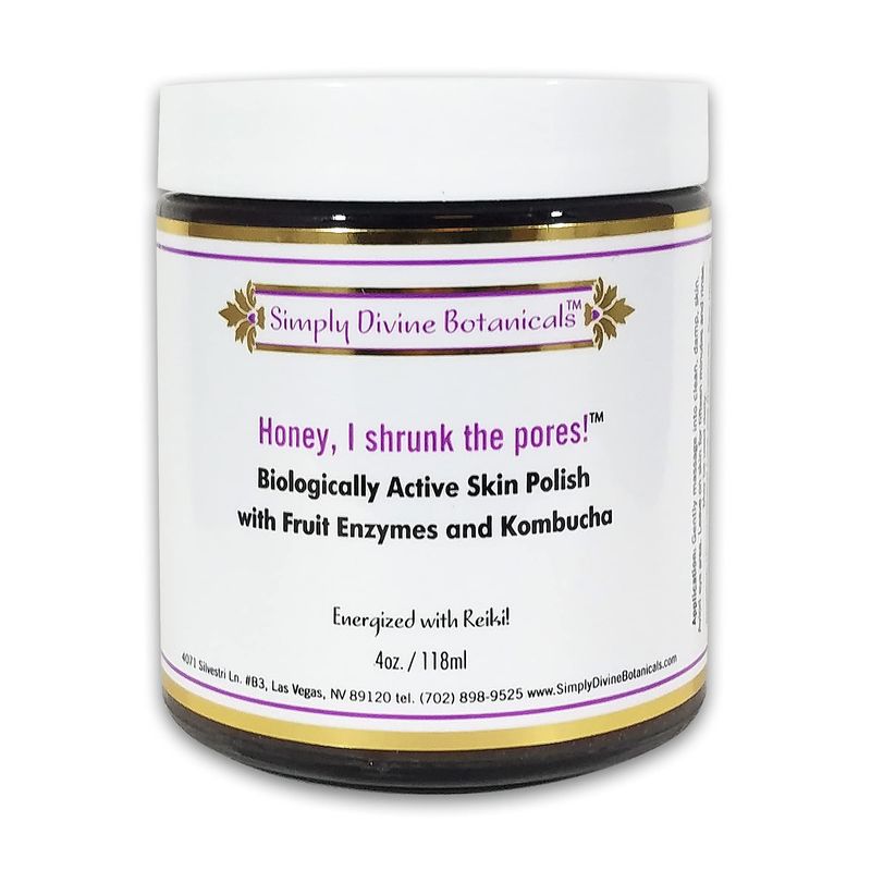 Simply Divine Botanicals Honey I Shrunk The Pores - All-Natural and Organic Skin Polish to Tighten Skin, Reduce Pores, Exfoliate for All Skin Types, 4 oz